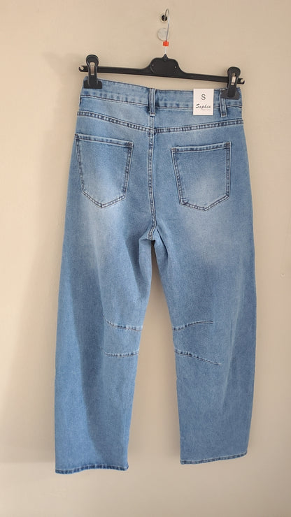 Jeans ballon con foulard camicia