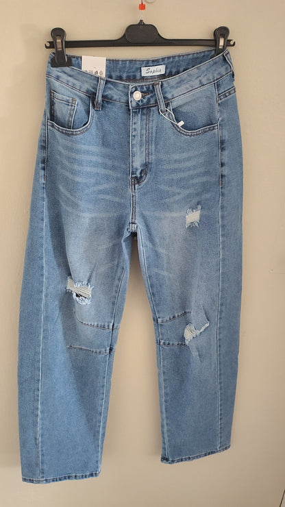 Jeans ballon con foulard camicia